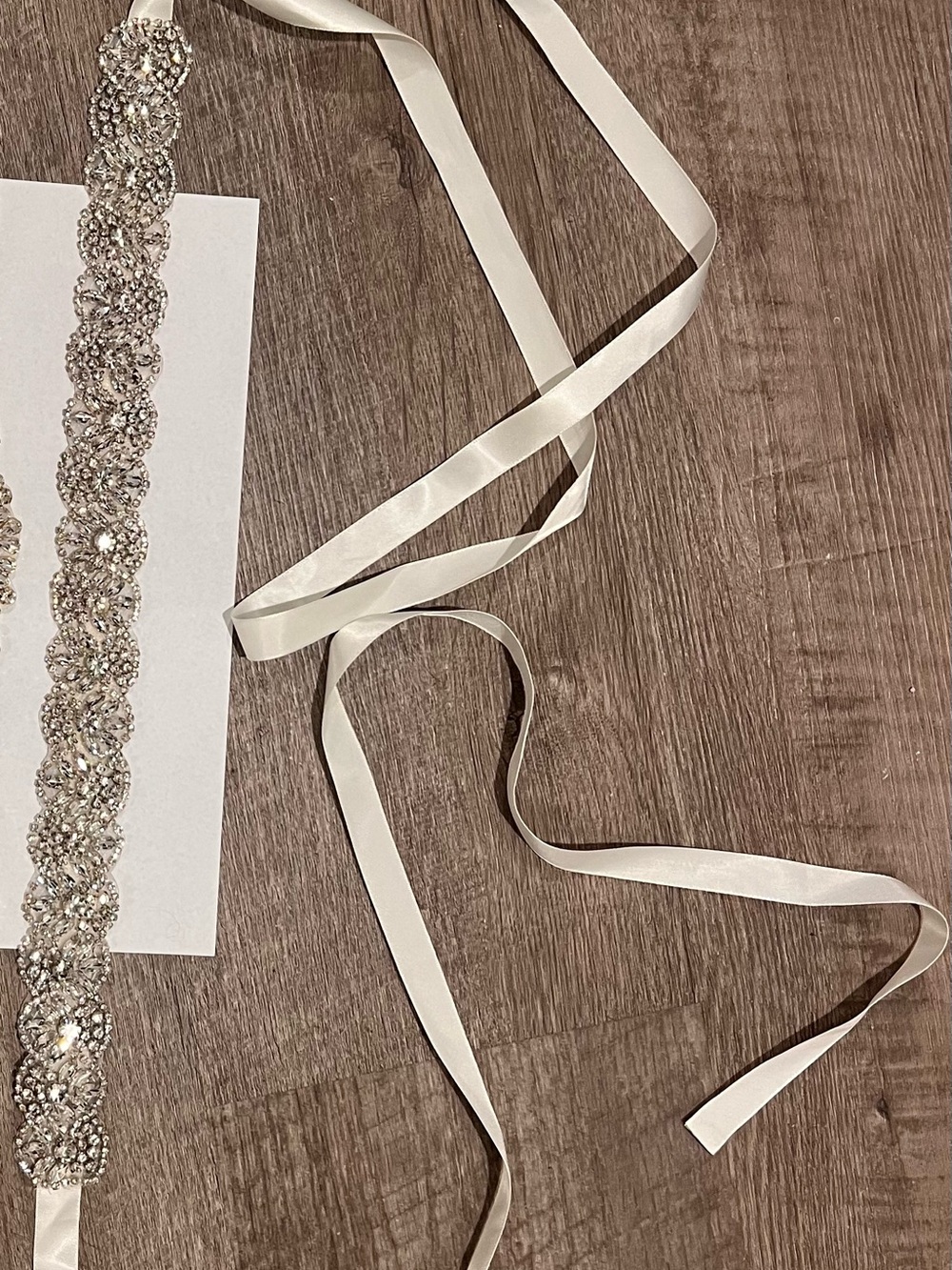 Crystal Bridal Sash Belt with Ivory Ribbon